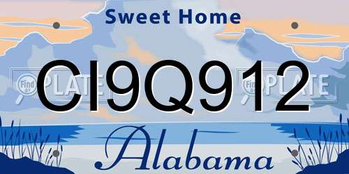 CI9Q912 Alabama License Plate