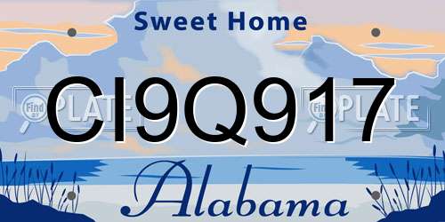 CI9Q917 Alabama License Plate