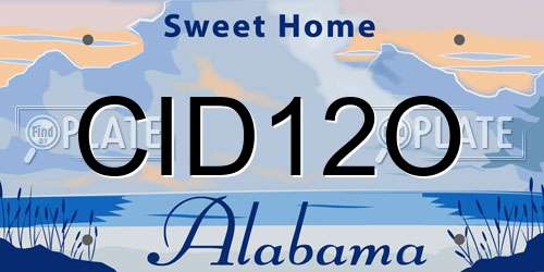 CID12O Alabama License Plate