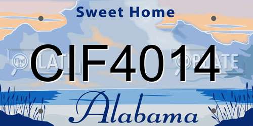 CIF4014 Alabama License Plate