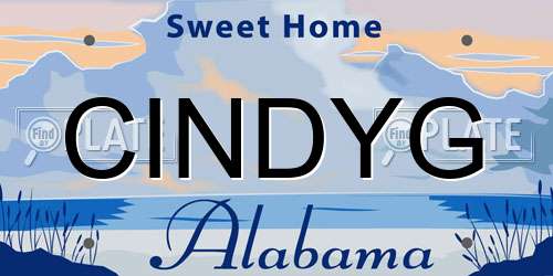 CINDYG Alabama License Plate