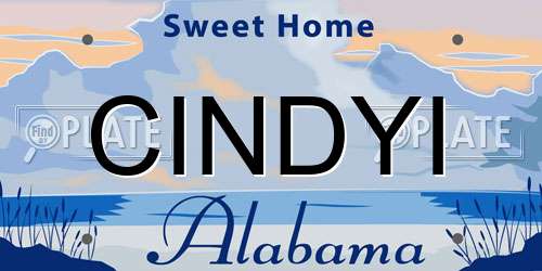 CINDYI Alabama License Plate