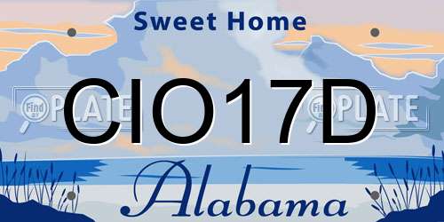 CIO17D Alabama License Plate