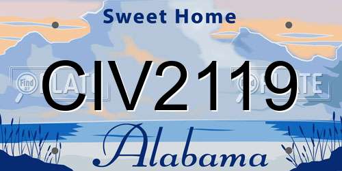 CIV2119 Alabama License Plate