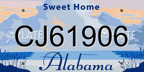 CJ61906 Alabama License Plate