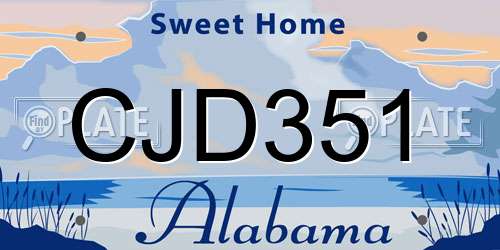 CJD351 Alabama License Plate