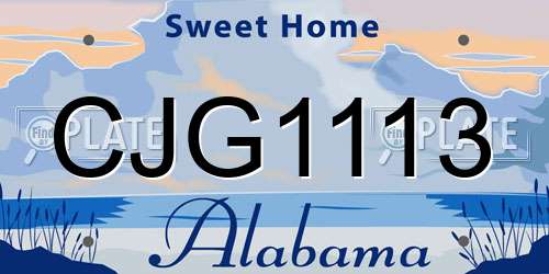 CJG1113 Alabama License Plate