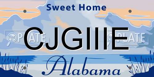 CJGIIIE Alabama License Plate