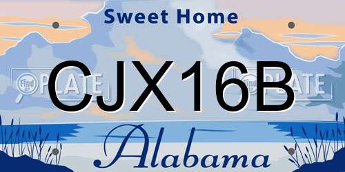 CJX16B Alabama License Plate