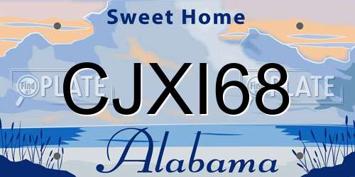 CJXI68 Alabama License Plate
