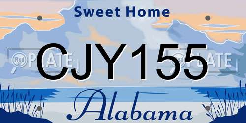 CJY155 Alabama License Plate