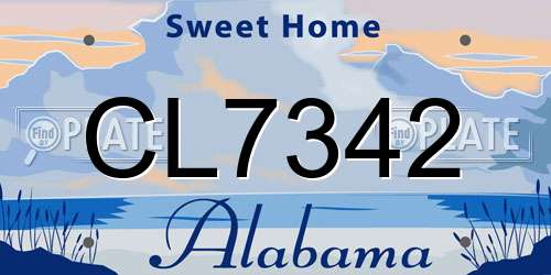 CL7342 Alabama License Plate