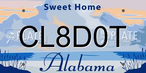 CL8D0T Alabama License Plate
