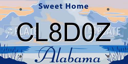 CL8D0Z Alabama License Plate