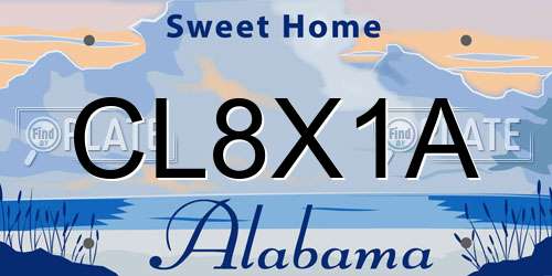 CL8X1A Alabama License Plate