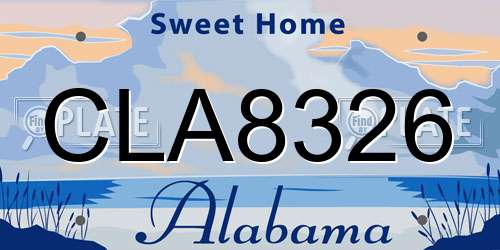 CLA8326 Alabama License Plate
