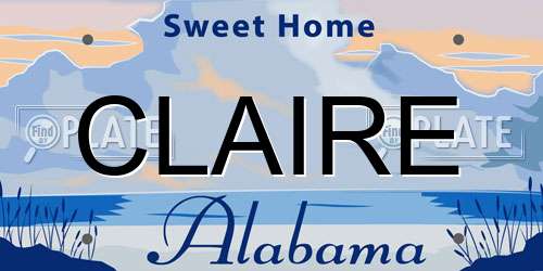 CLAIRE Alabama License Plate