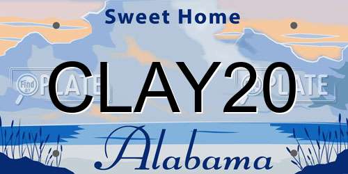 CLAY20 Alabama License Plate
