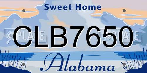 CLB7650 Alabama License Plate