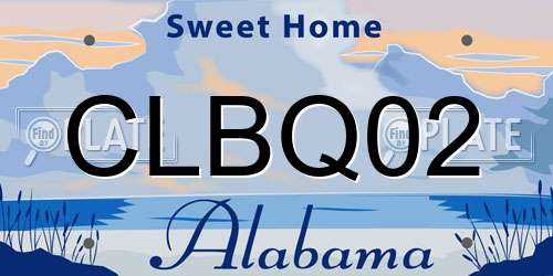 CLBQ02 Alabama License Plate