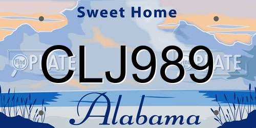 CLJ989 Alabama License Plate