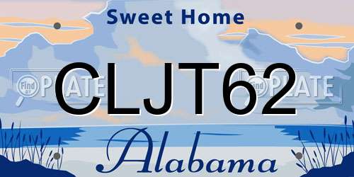 CLJT62 Alabama License Plate