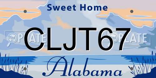 CLJT67 Alabama License Plate