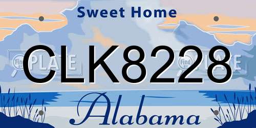 CLK8228 Alabama License Plate