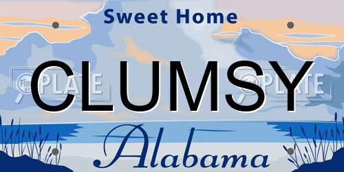CLUMSY Alabama License Plate