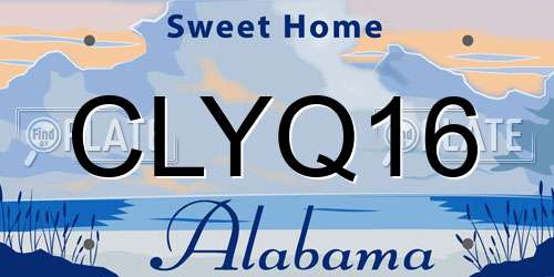 CLYQ16 Alabama License Plate