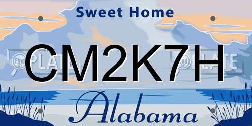CM2K7H Alabama License Plate