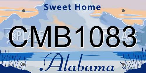 CMB1083 Alabama License Plate