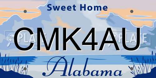 CMK4AU Alabama License Plate