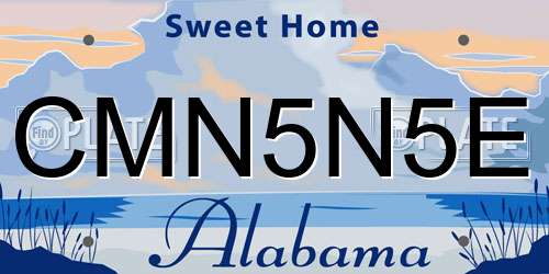 CMN5N5E Alabama License Plate