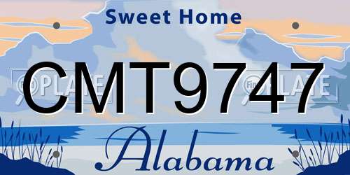 CMT9747 Alabama License Plate