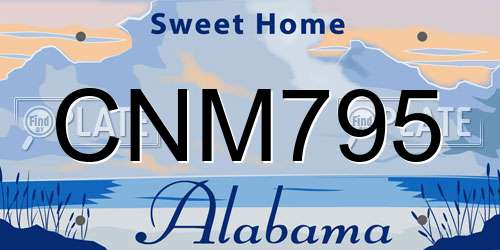 CNM795 Alabama License Plate