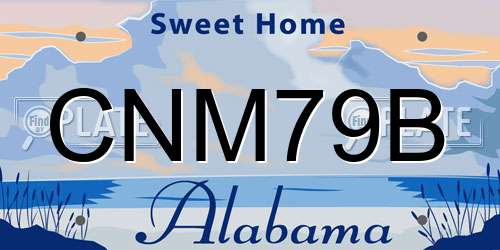 CNM79B Alabama License Plate