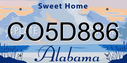 CO5D886 Alabama License Plate