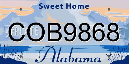 COB9868 Alabama License Plate