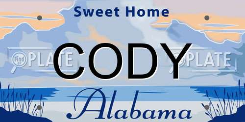 CODY Alabama License Plate
