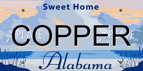 COPPER Alabama License Plate