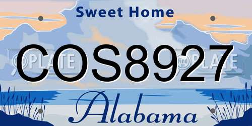 COS8927 Alabama License Plate