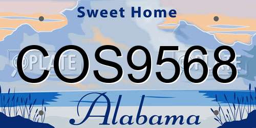 COS9568 Alabama License Plate