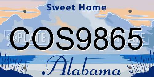 COS9865 Alabama License Plate