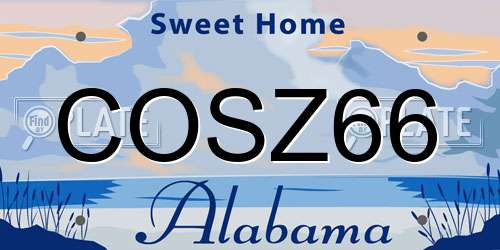 COSZ66 Alabama License Plate