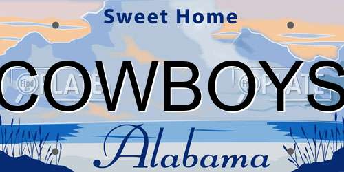 COWBOYS Alabama License Plate