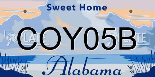 COY05B Alabama License Plate