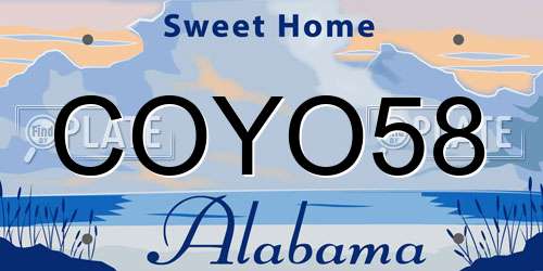 COYO58 Alabama License Plate