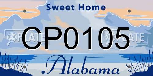 CP0105 Alabama License Plate
