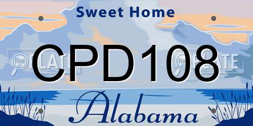 CPD108 Alabama License Plate